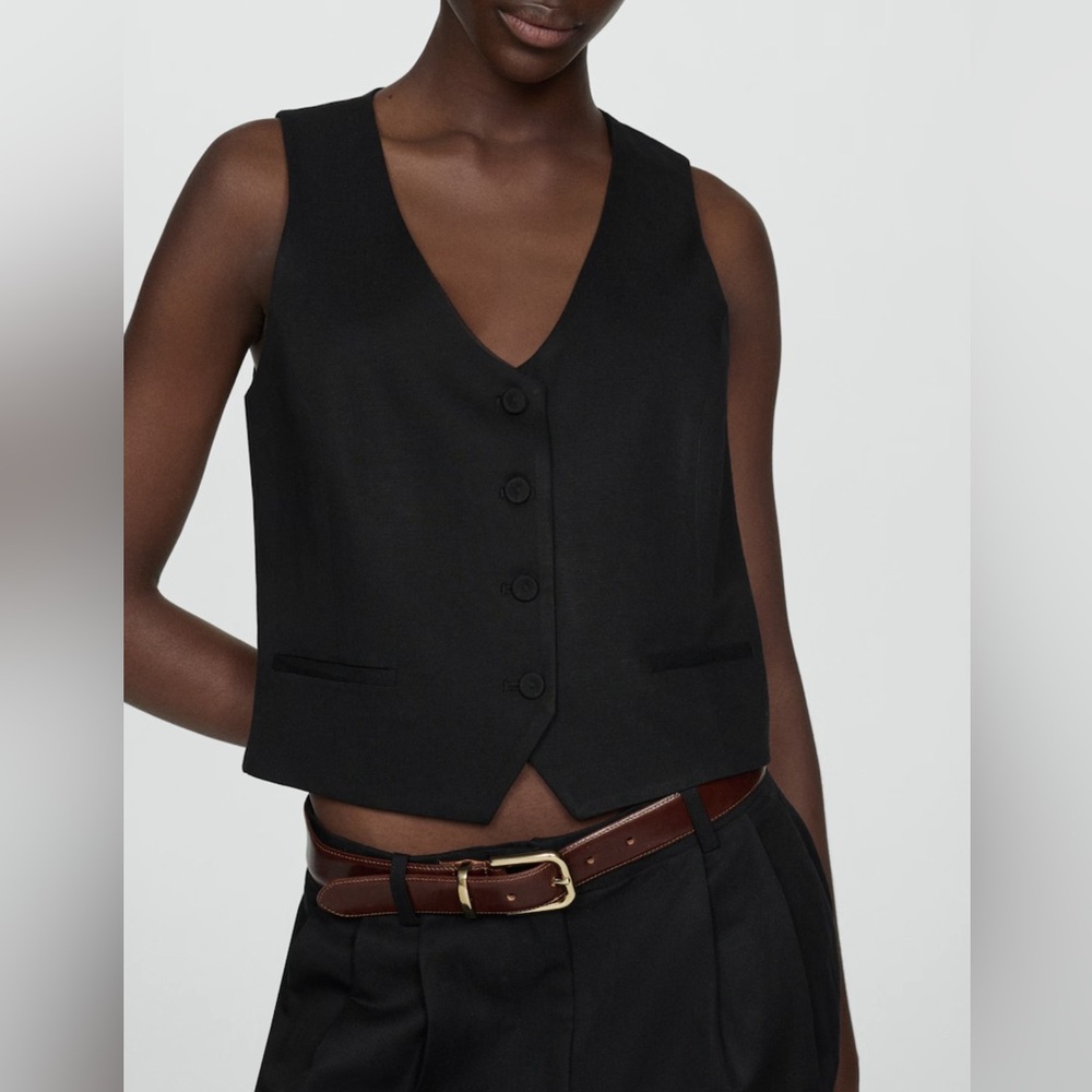 Mango cotton linen  blend vest